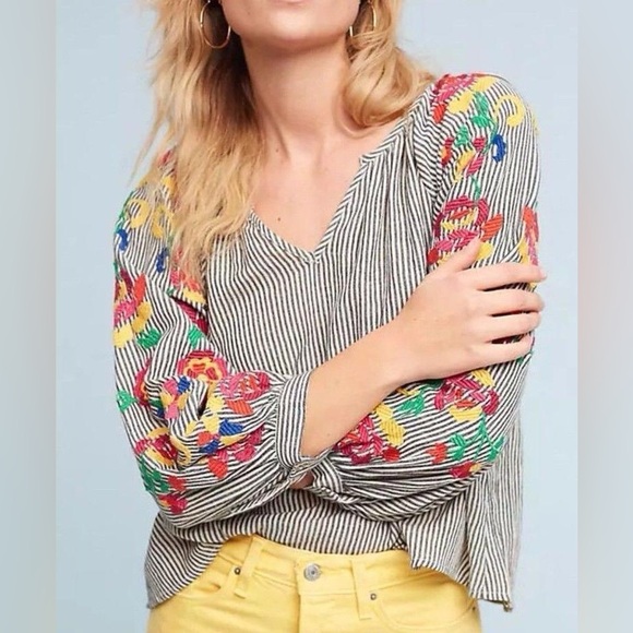 Anthropologie Embroidered Soleil Top by Floreat Size M - Picture 2 of 13